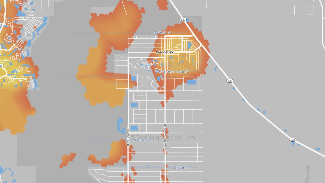 Bike Grade map of Wedgefield, FL
