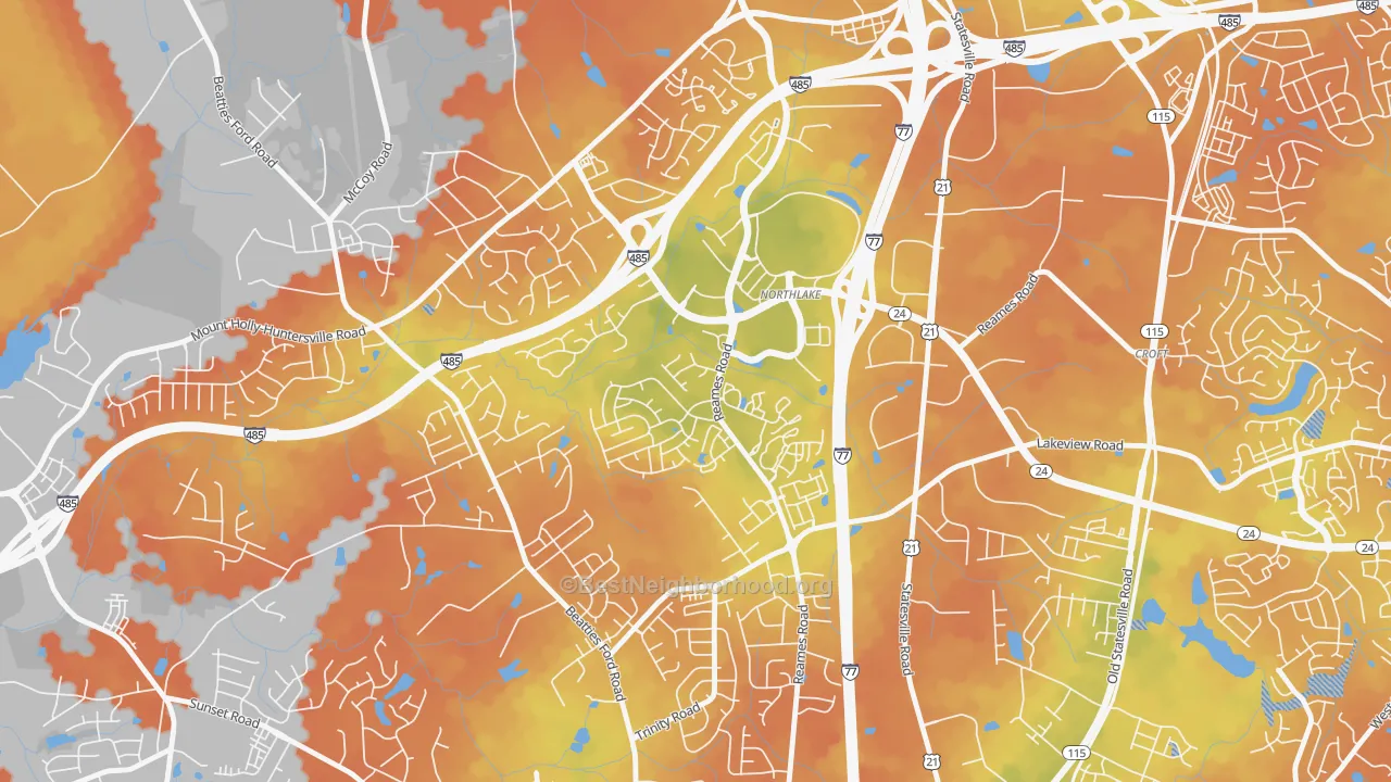 Bike Grade map of Wedgewood, Charlotte, NC