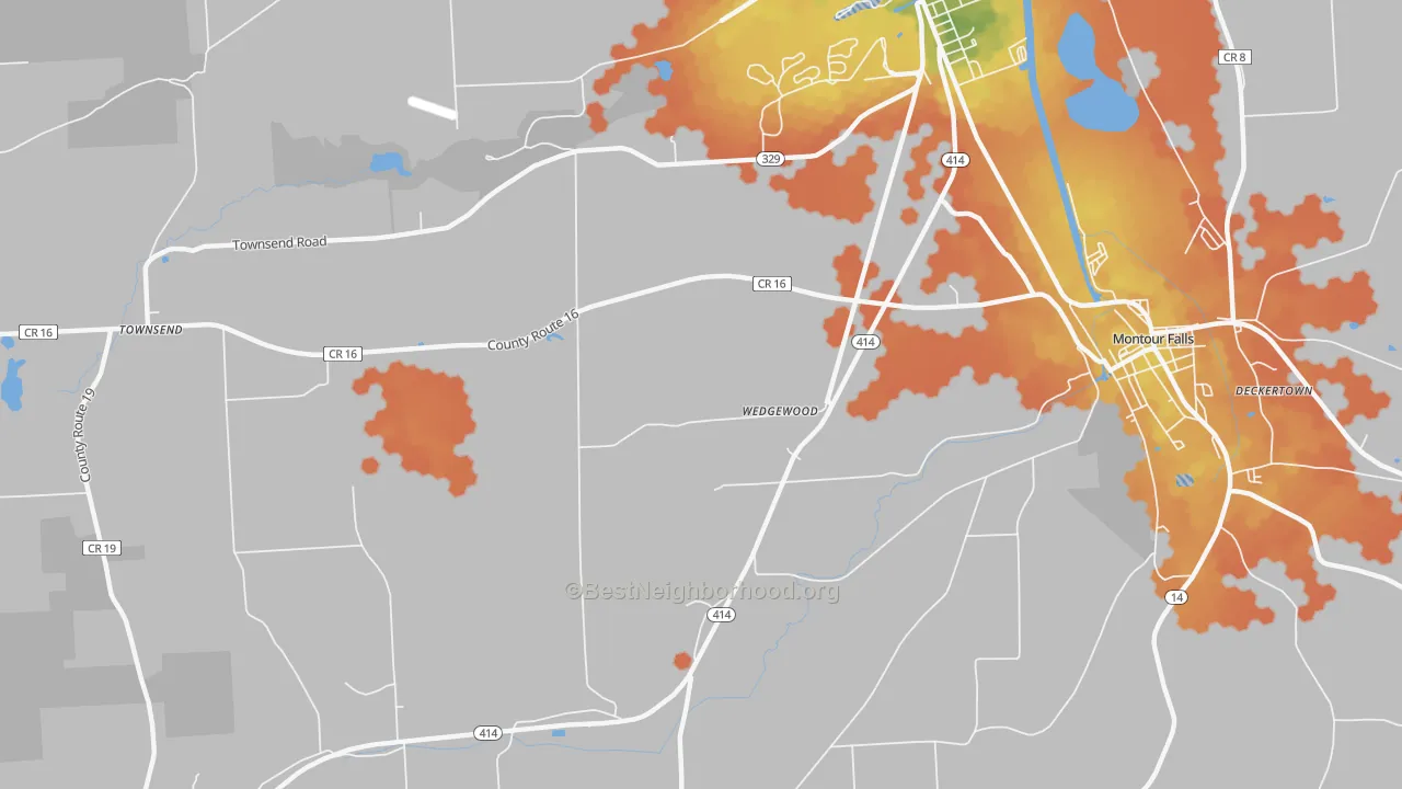 Bike Grade map of Wedgewood, NY