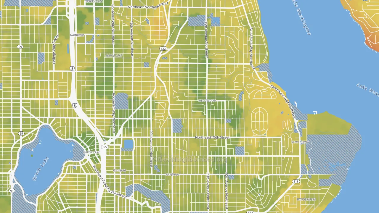 Bike Grade map of Wedgwood, Seattle, WA