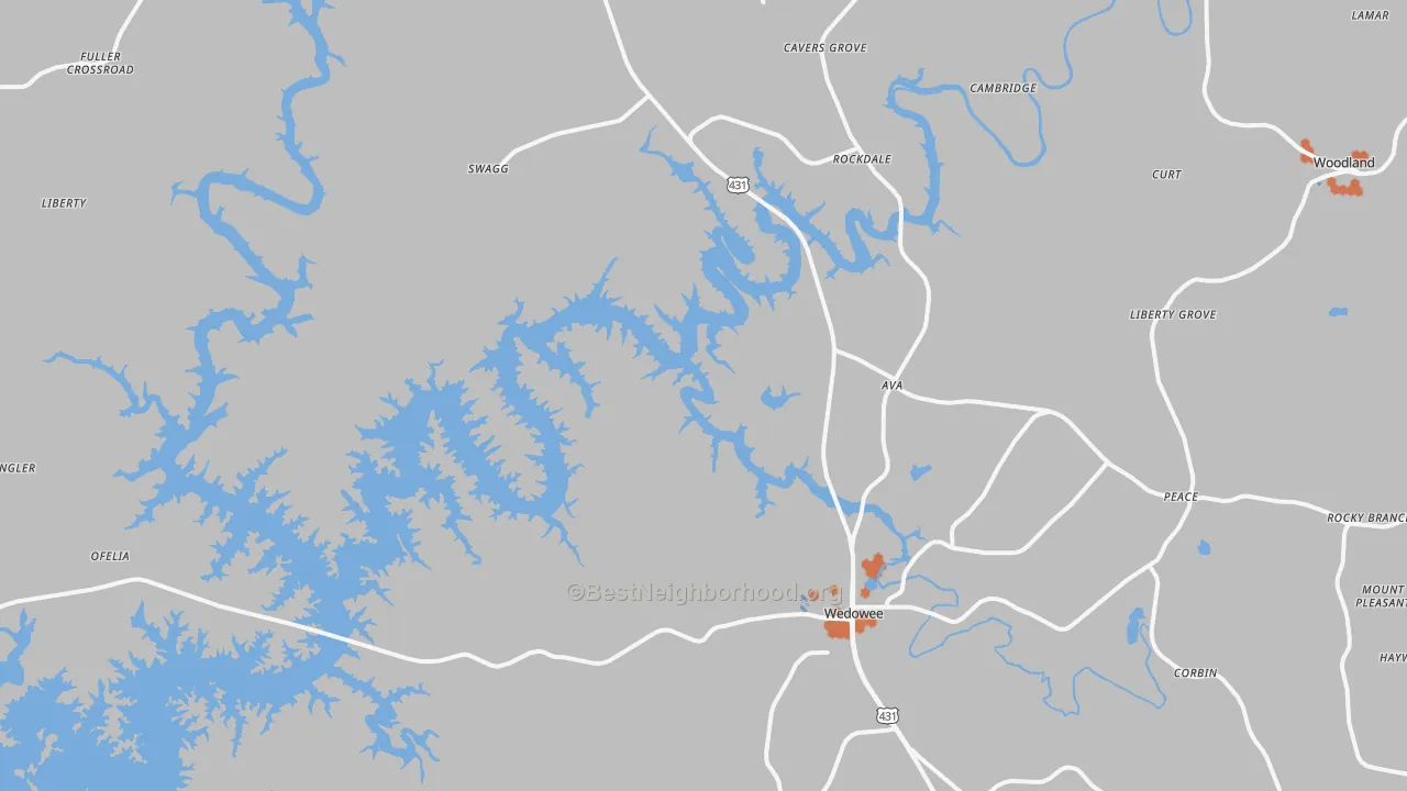 Bike Grade map of Wedowee, AL