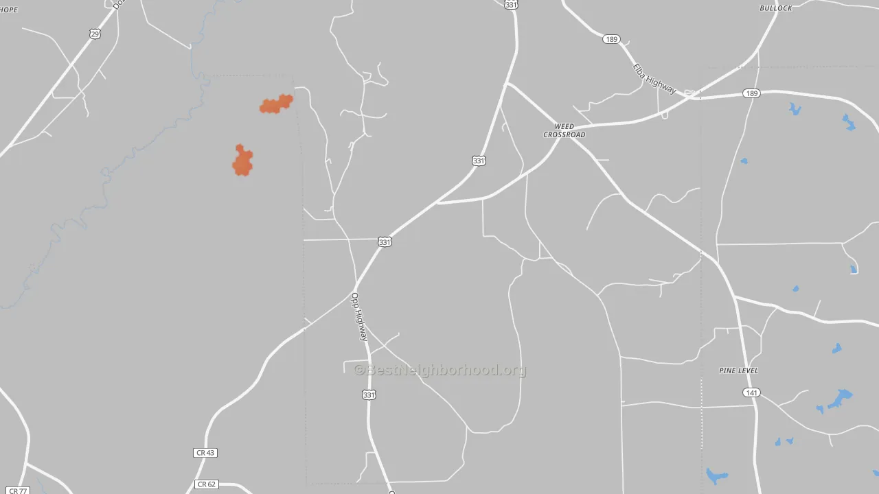 Bike Grade map of Weed Crossroad, AL