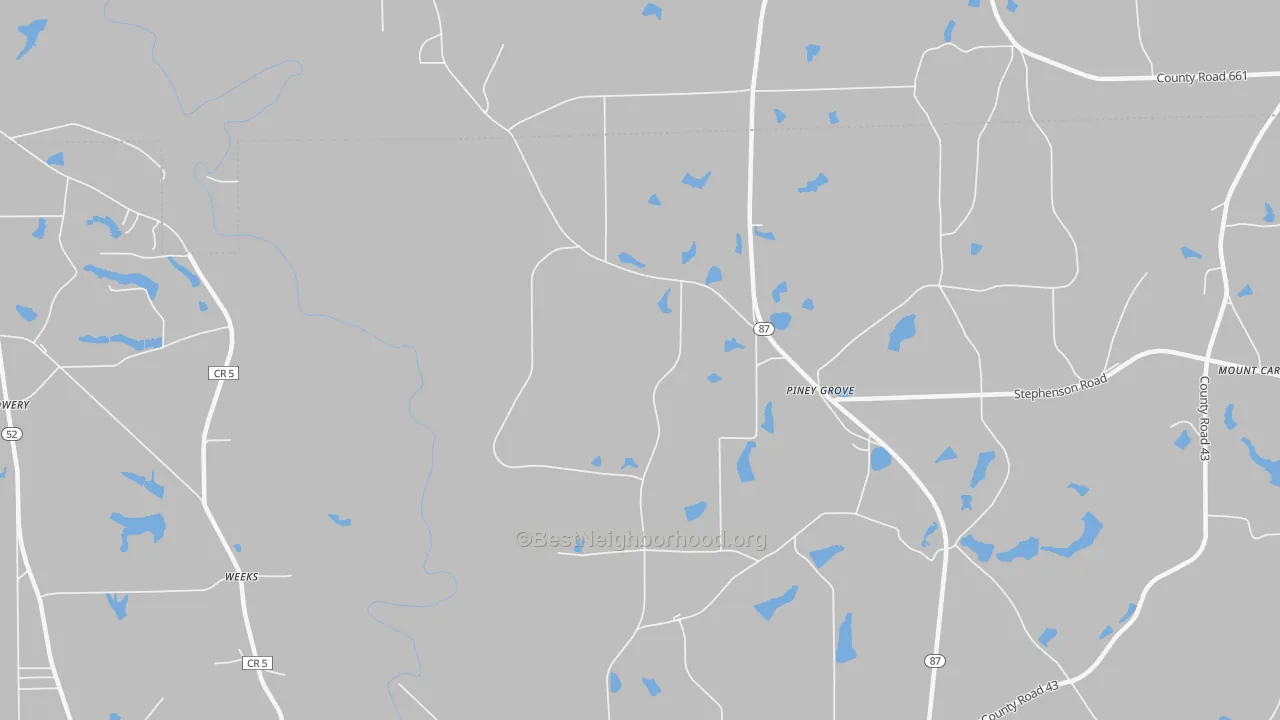 Bike Grade map of Weeks, AL