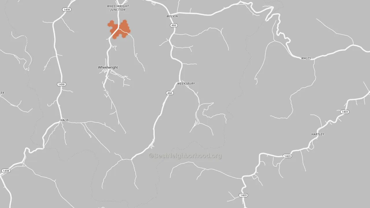 Bike Grade map of Weeksbury, KY