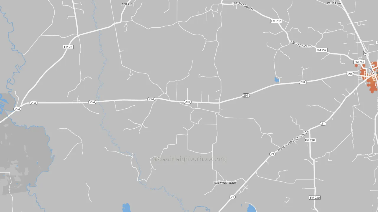 Bike Grade map of Weeping Mary, TX