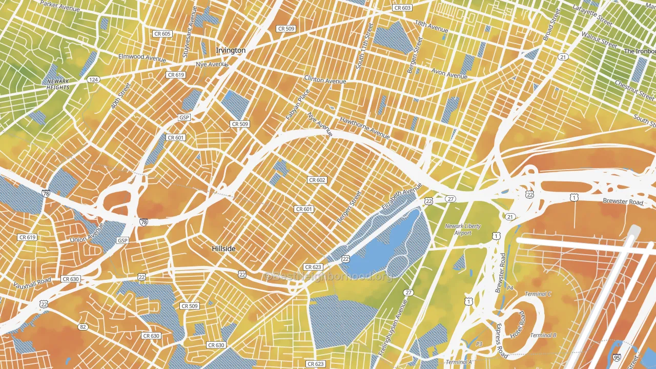 Bike Grade map of Weequahic, Newark, NJ