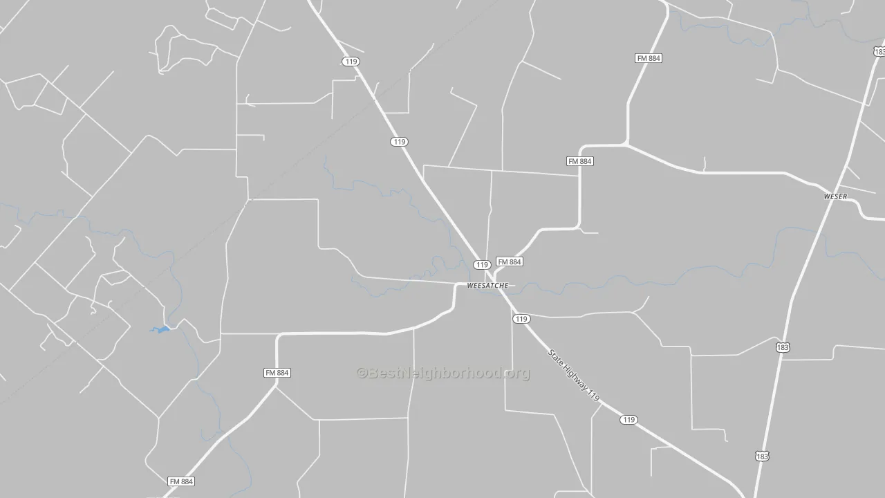 Bike Grade map of Weesatche, TX