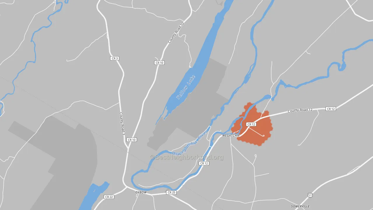 Bike Grade map of Wegatchie, NY