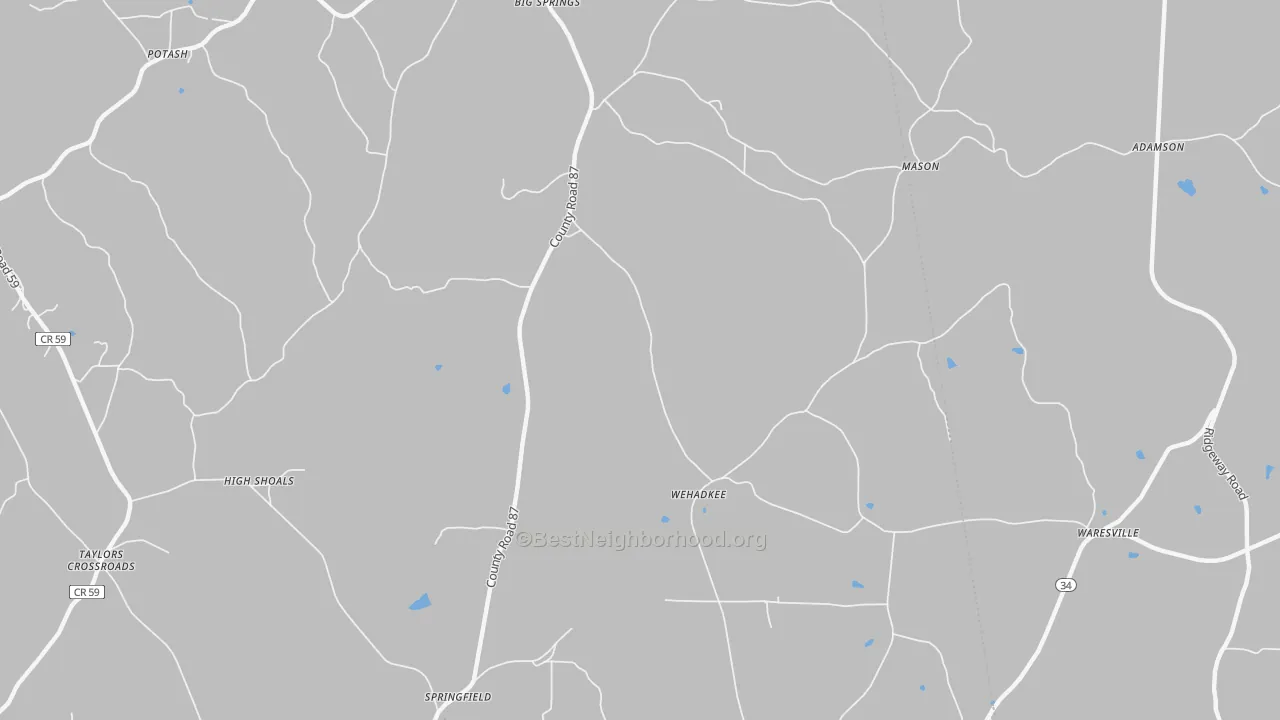 Bike Grade map of Wehadkee, AL