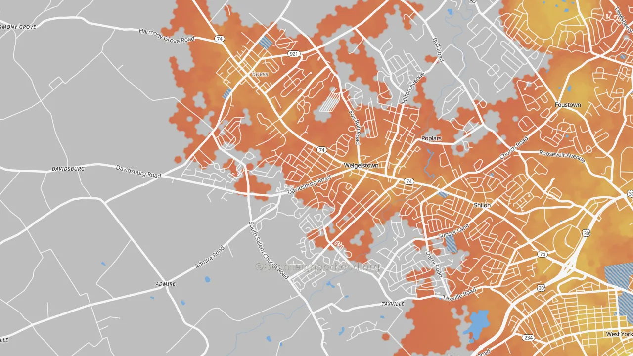 Bike Grade map of Weigelstown, PA