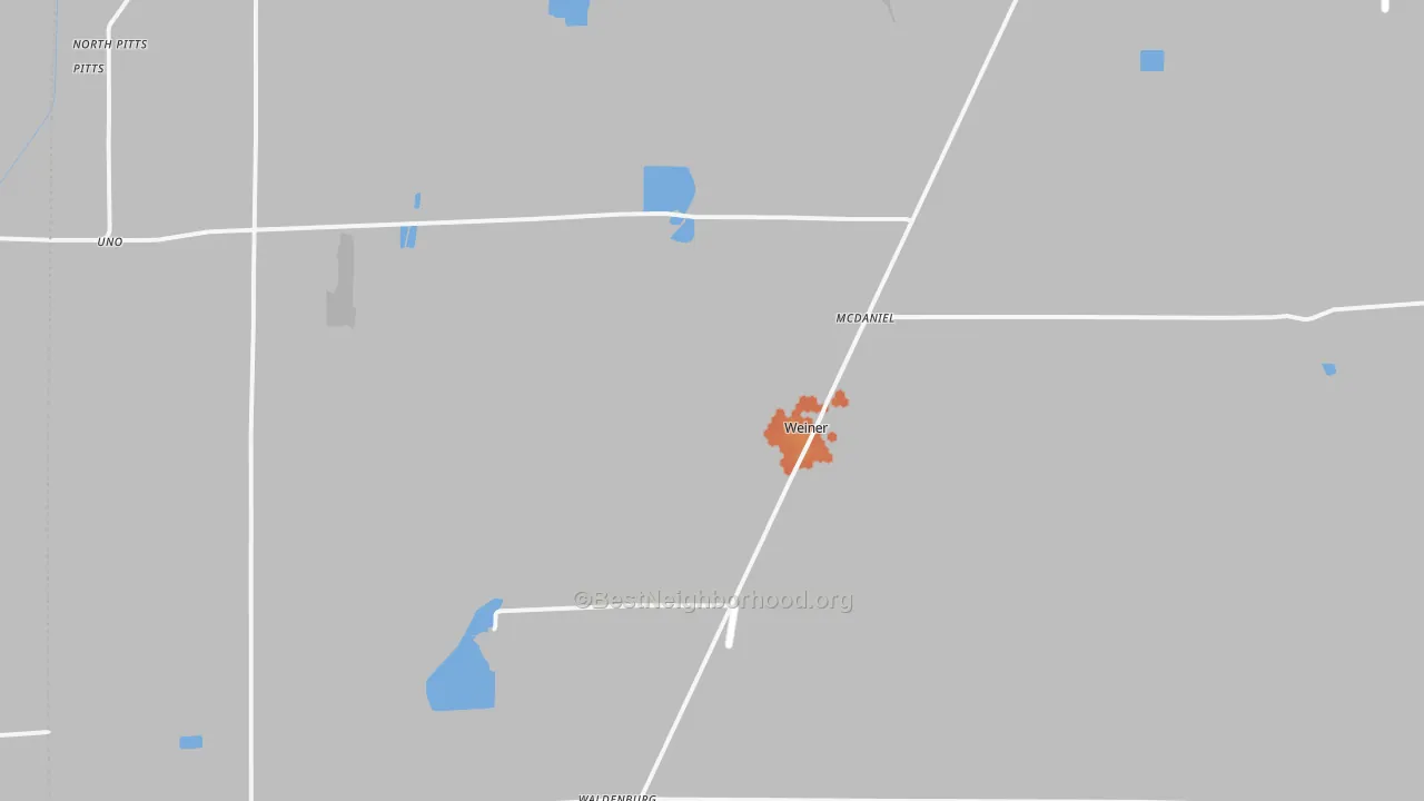 Bike Grade map of Weiner, AR