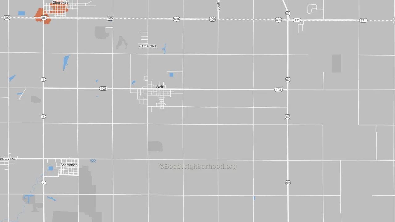 Bike Grade map of Weir, KS