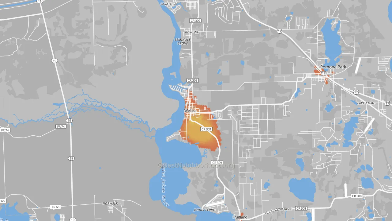 Bike Grade map of Welaka, FL