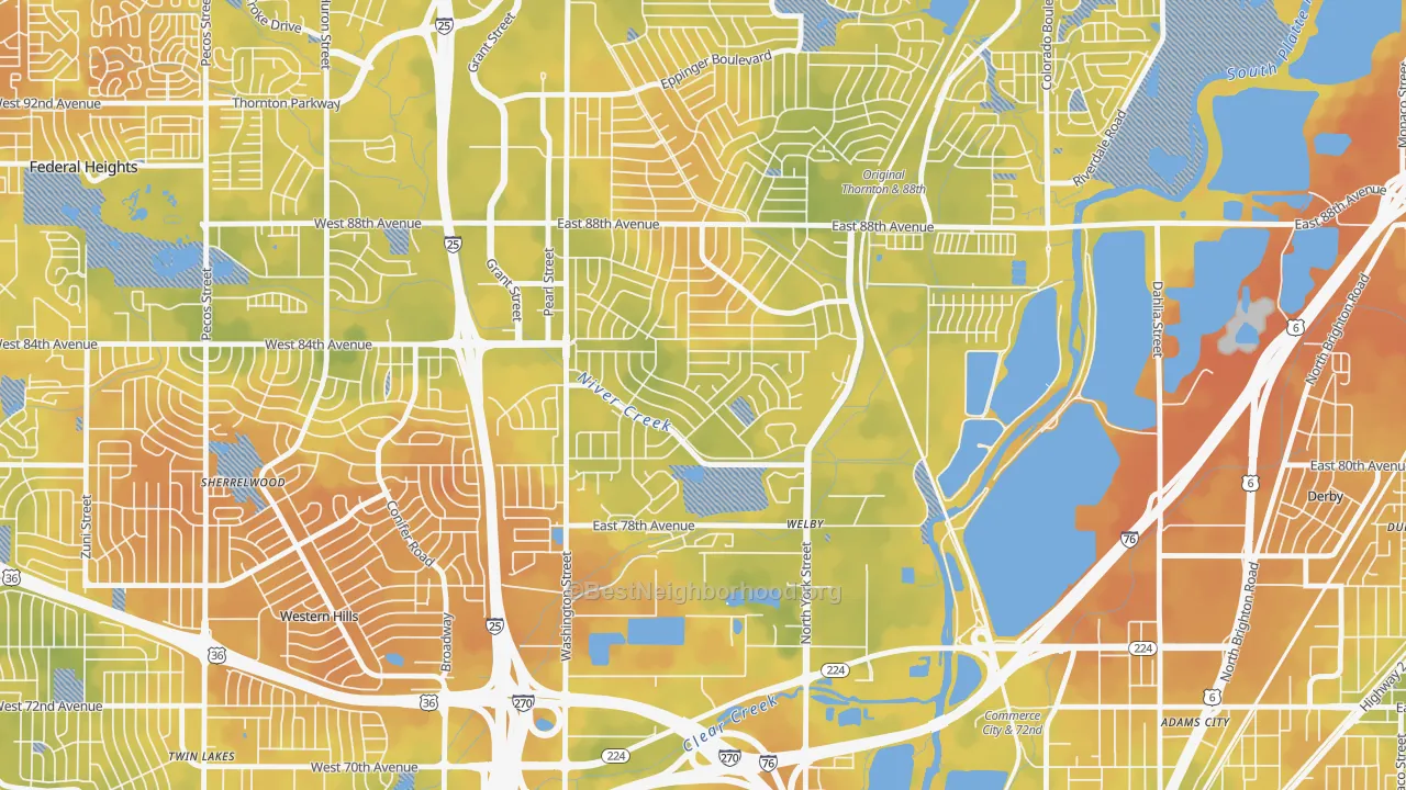Bike Grade map of Welby, CO
