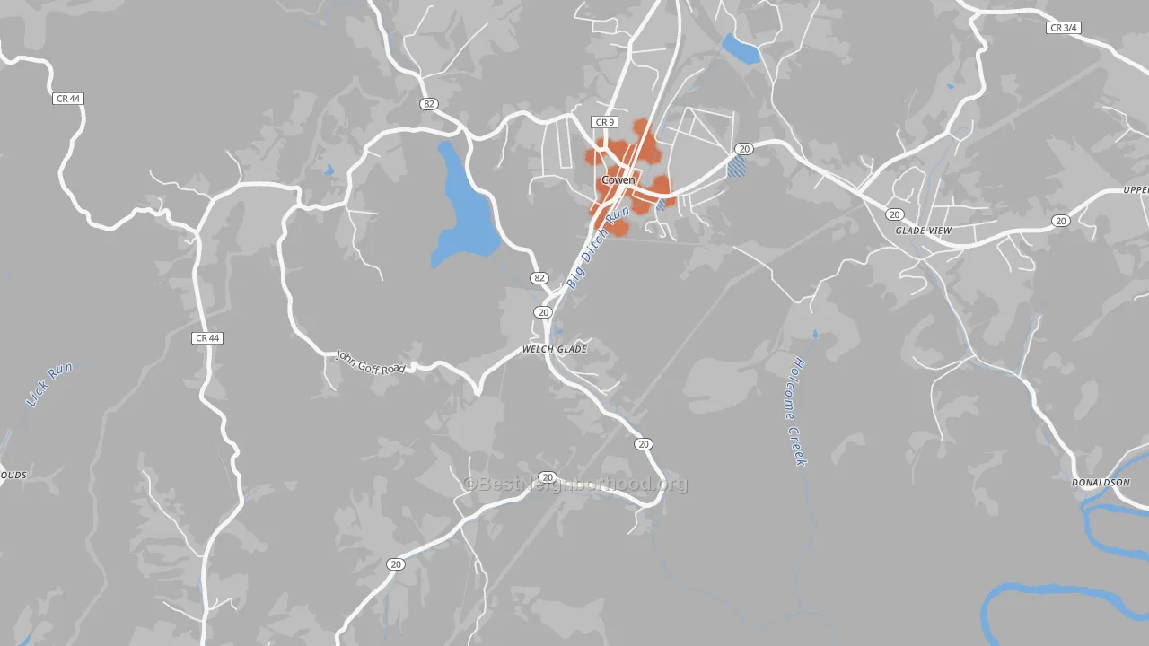 Bike Grade map of Welch Glade, WV