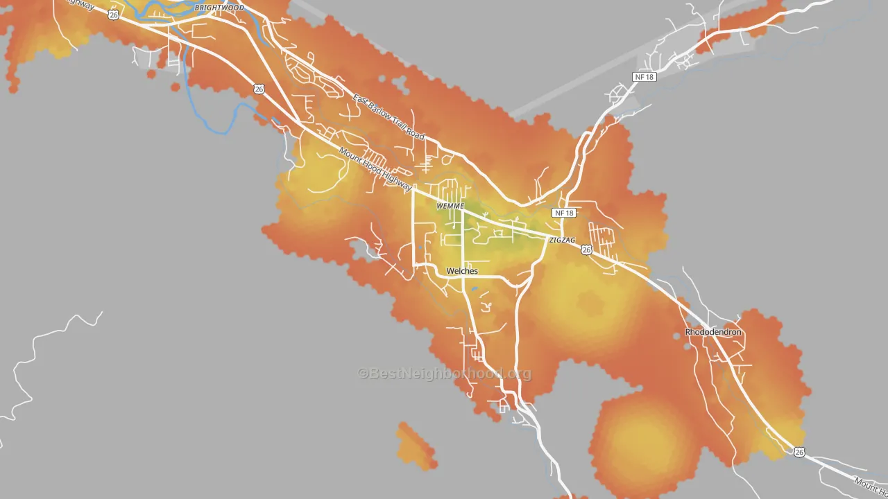 Bike Grade map of Welches, OR