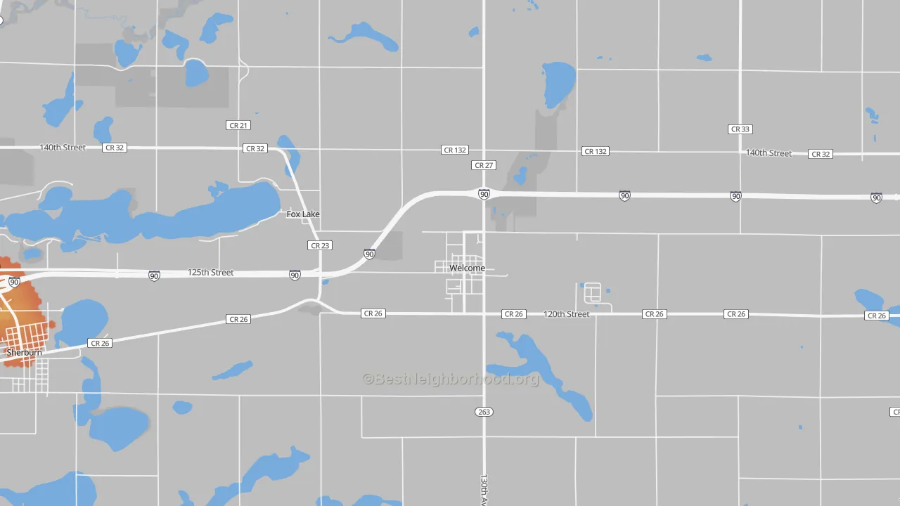 Bike Grade map of Welcome, MN