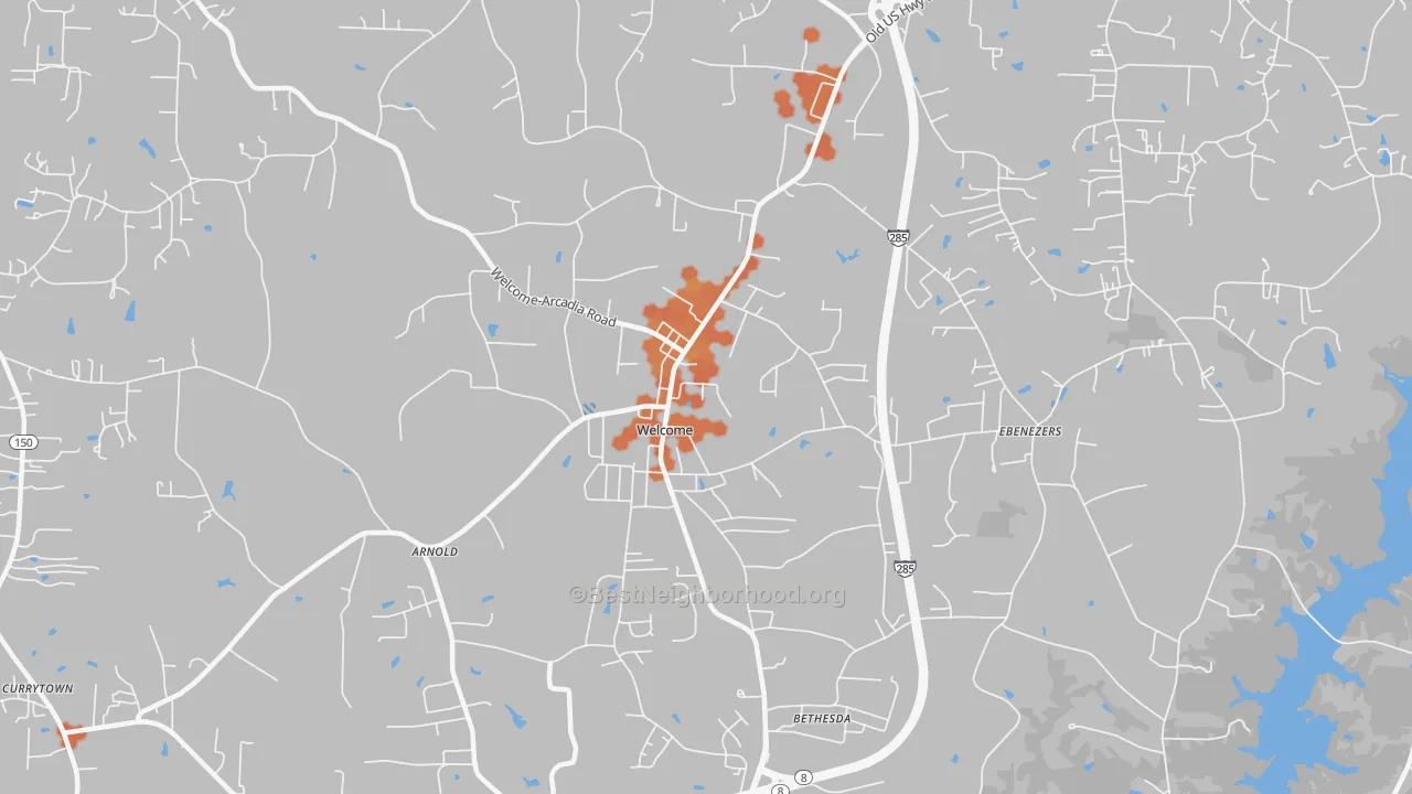 Bike Grade map of Welcome, NC
