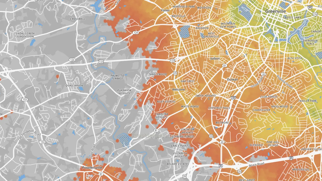 Bike Grade map of Welcome, SC
