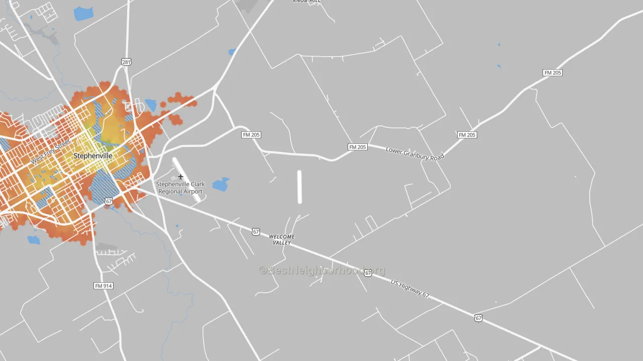 Bike Grade map of Welcome Valley, TX