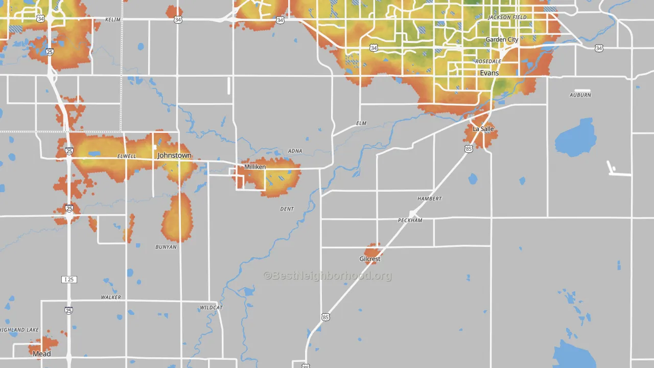 Bike Grade map of Weld County, CO