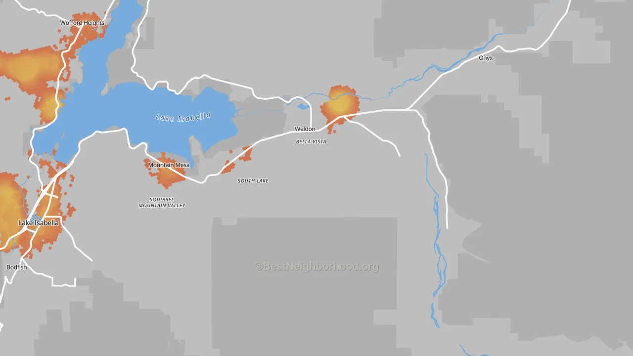 Bike Grade map of Weldon, CA