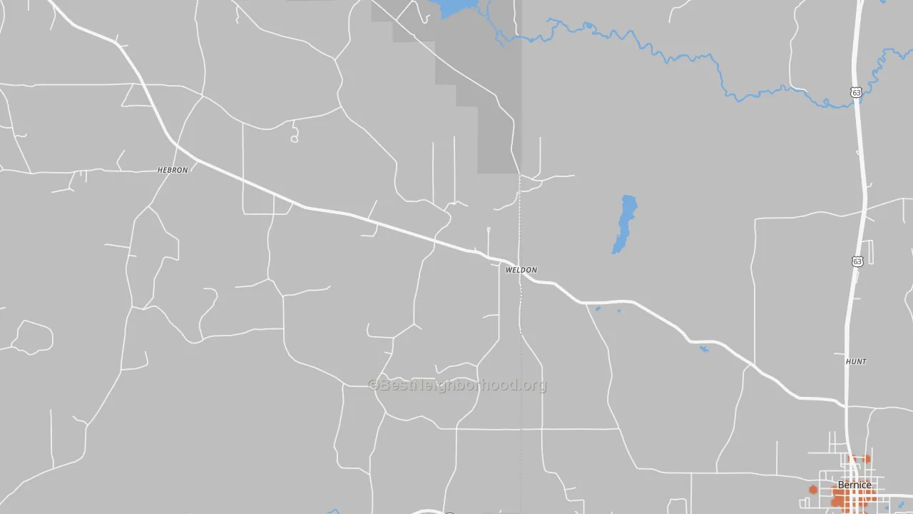 Bike Grade map of Weldon, LA
