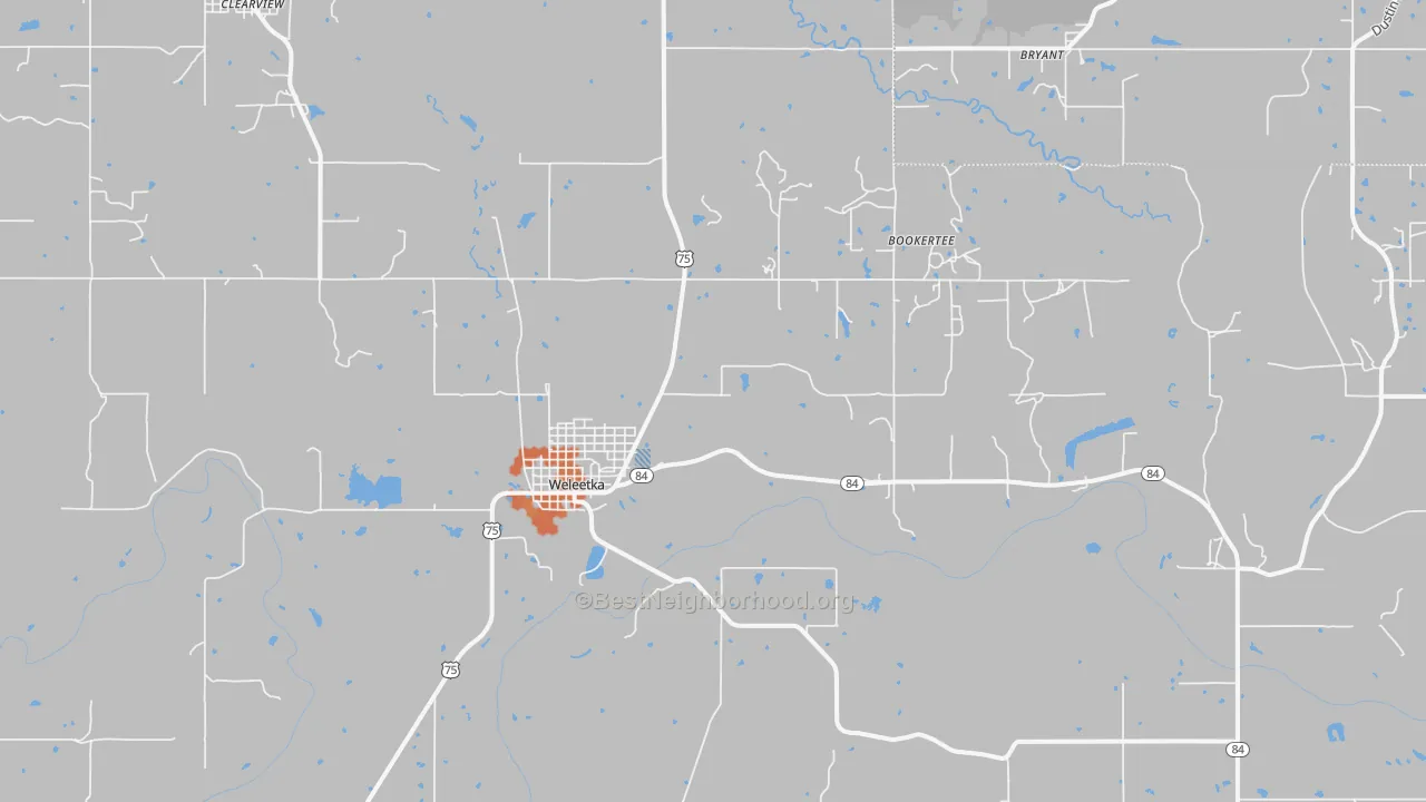 Bike Grade map of Weleetka, OK