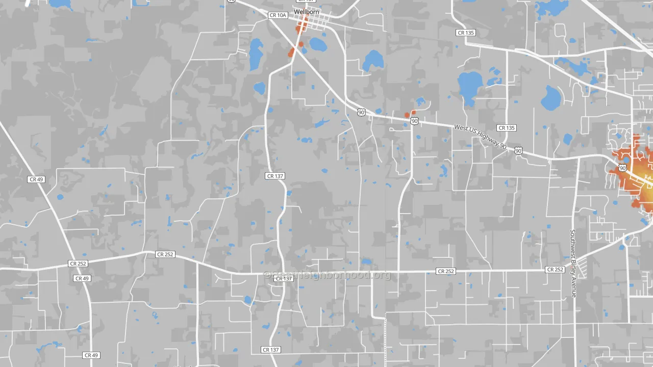 Bike Grade map of Wellborn, FL
