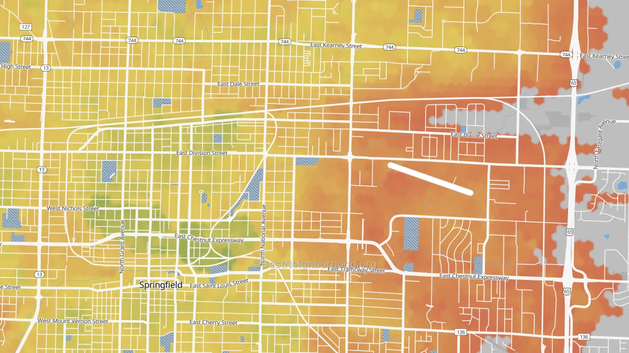 Bike Grade map of Weller, Springfield, MO