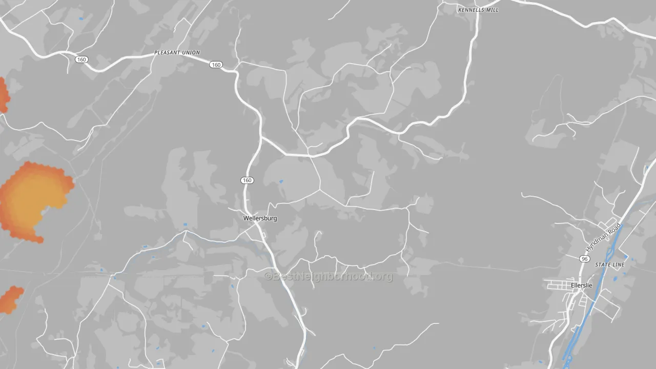 Bike Grade map of Wellersburg, PA
