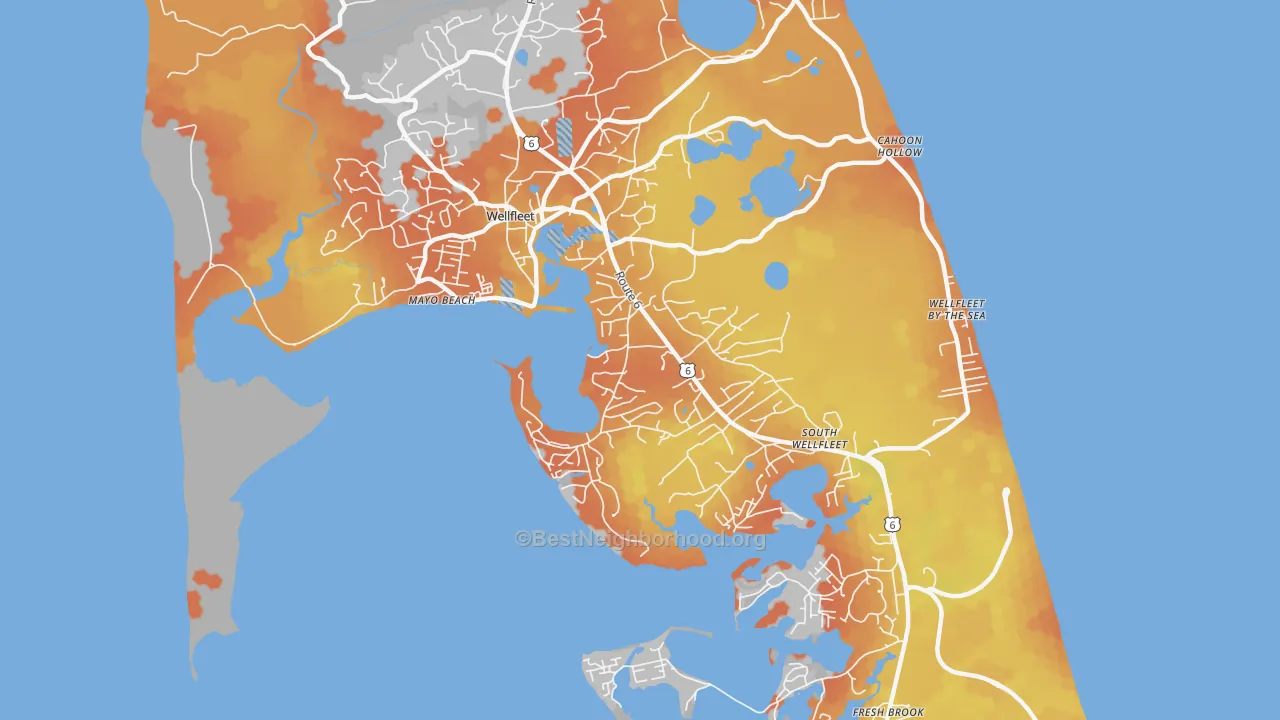 Bike Grade map of Wellfleet, MA