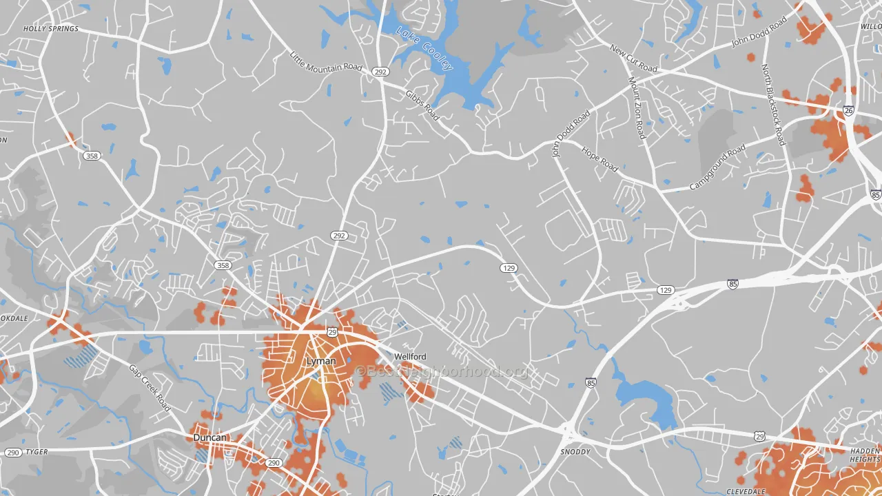 Bike Grade map of Wellford, SC