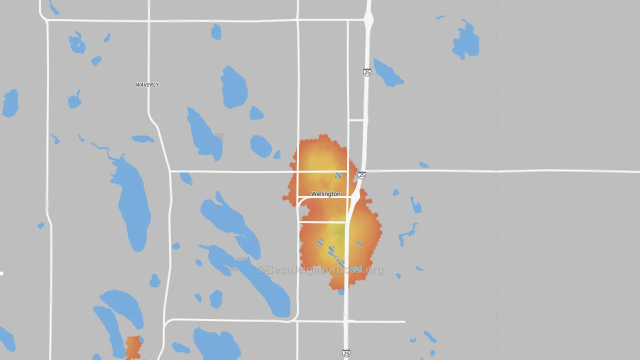 Bike Grade map of Wellington, CO
