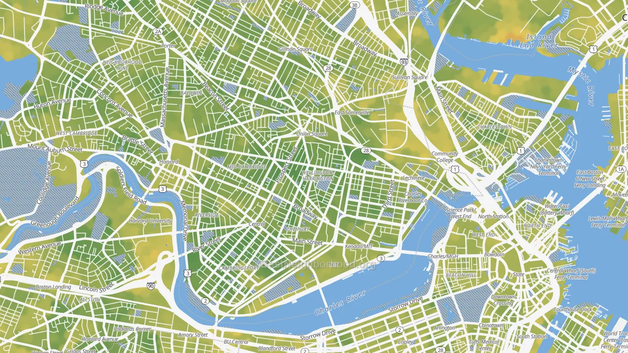 Bike Grade map of Wellington-Harrington, Cambridge, MA