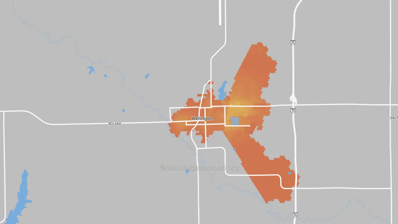 Bike Grade map of Wellington, KS