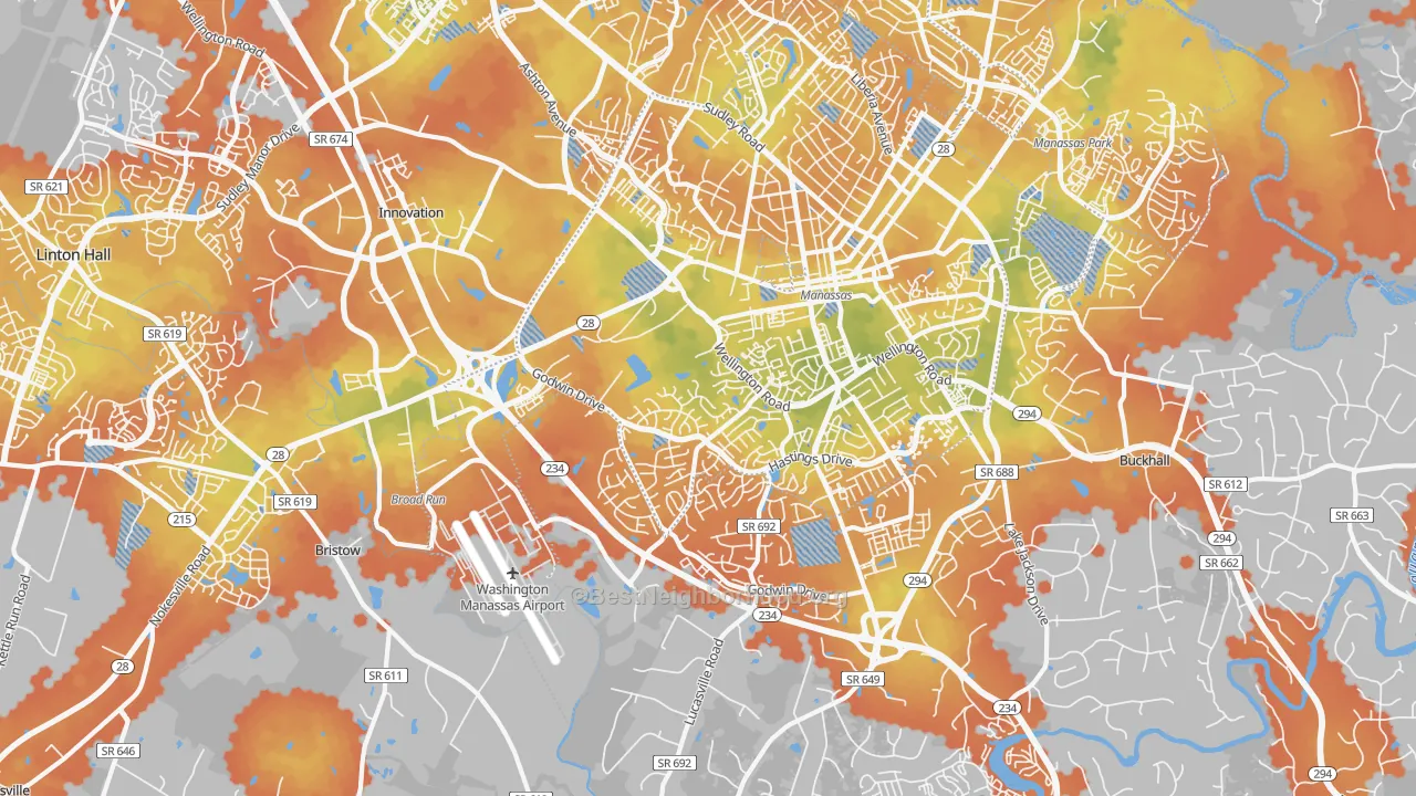 Bike Grade map of Wellington, Manassas, VA