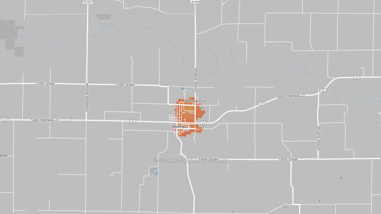 Bike Grade map of Wellman, IA