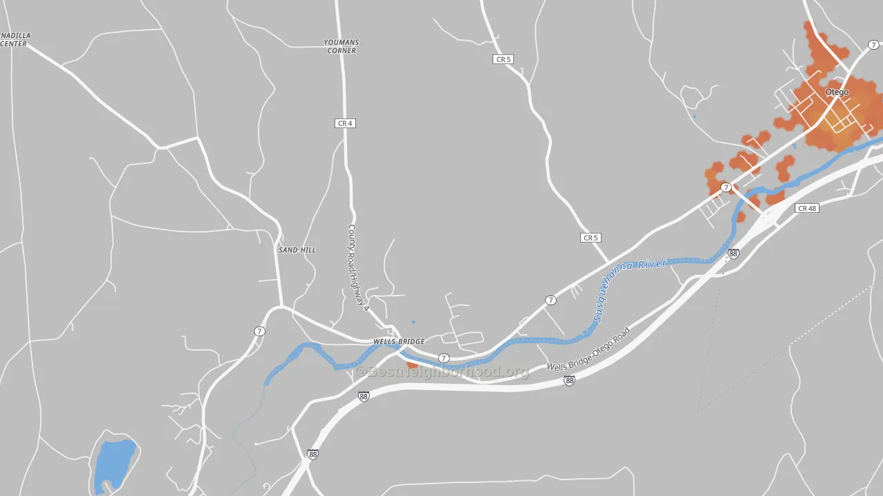 Bike Grade map of Wells Bridge, NY