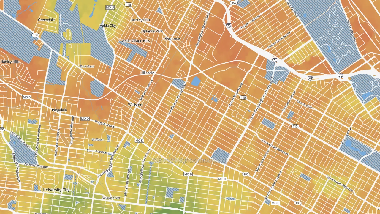 Bike Grade map of Wells-Goodfellow, St. Louis, MO