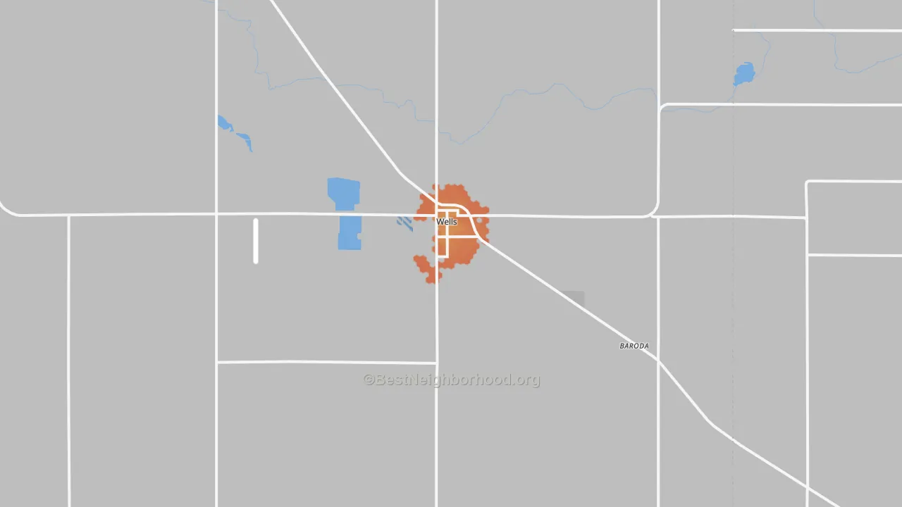Bike Grade map of Wells, MN