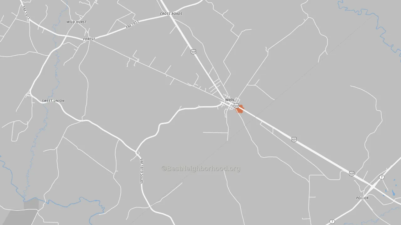 Bike Grade map of Wells, TX