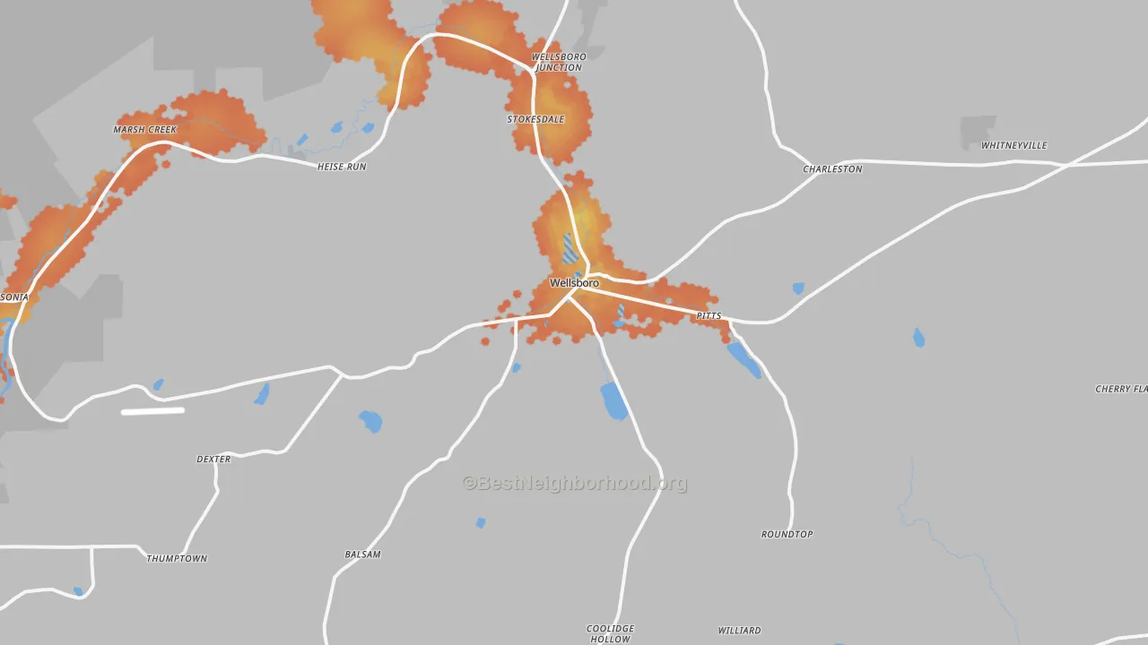 Bike Grade map of Wellsboro, PA