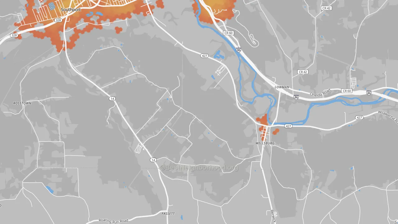 Bike Grade map of Wellsburg, NY
