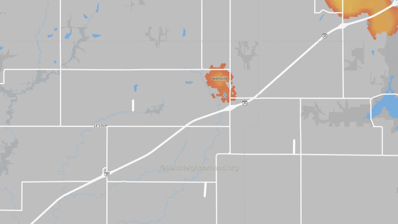 Bike Grade map of Wellsville, KS