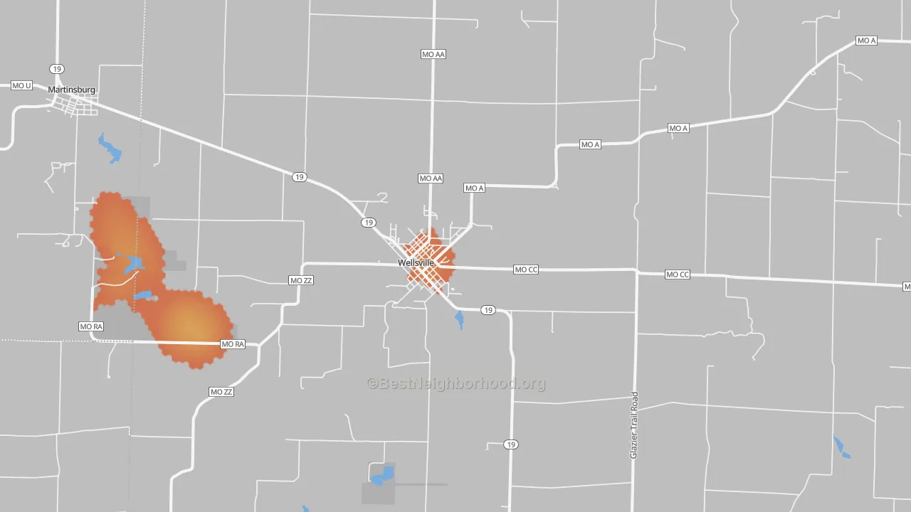 Bike Grade map of Wellsville, MO