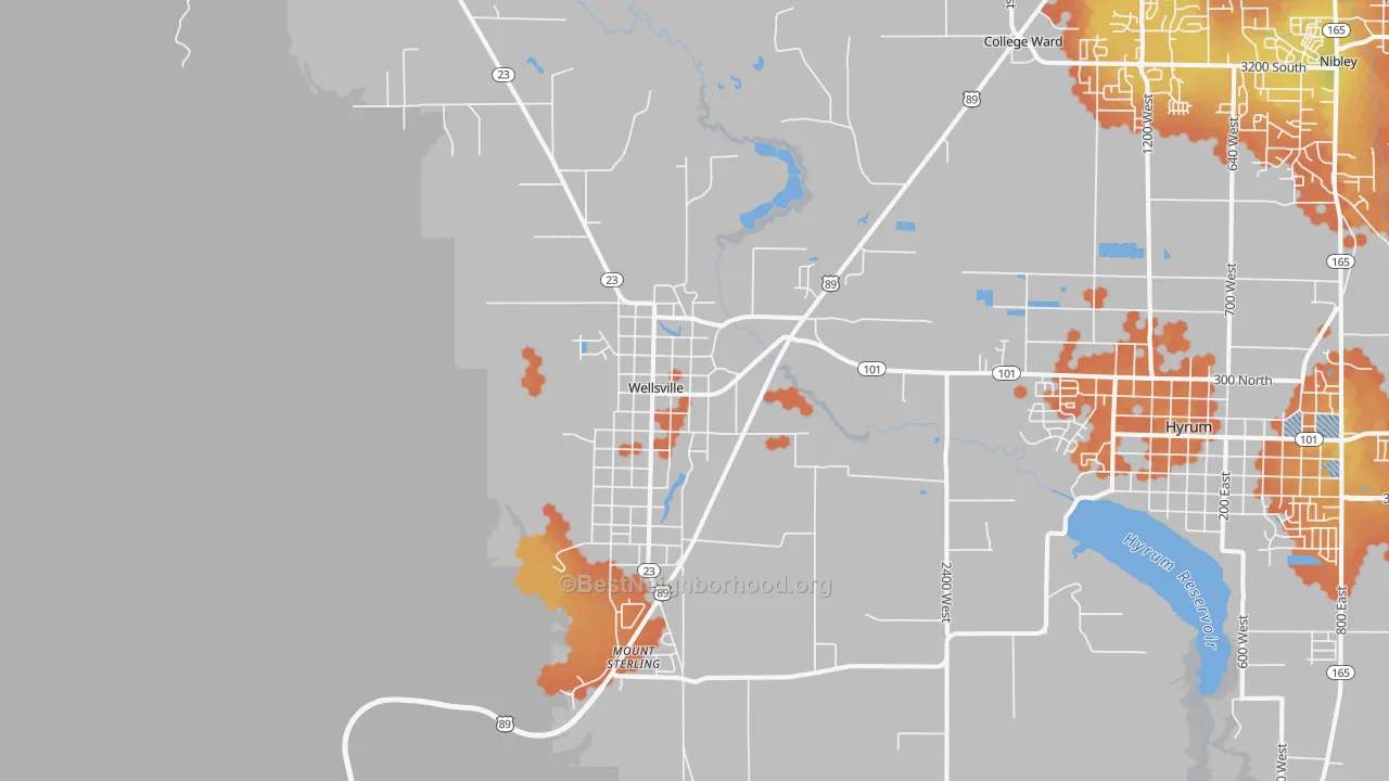 Bike Grade map of Wellsville, UT