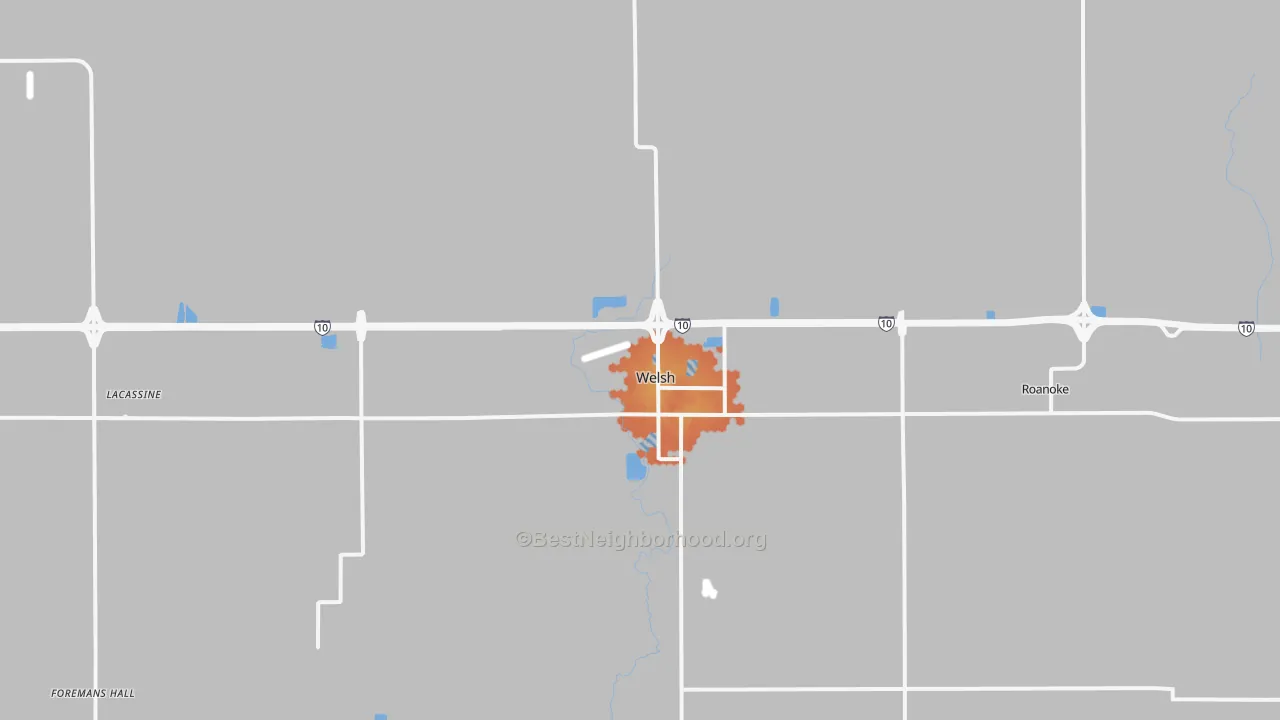Bike Grade map of Welsh, LA