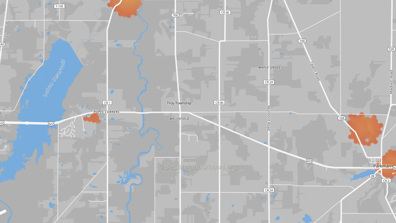 Bike Grade map of Welshfield, OH