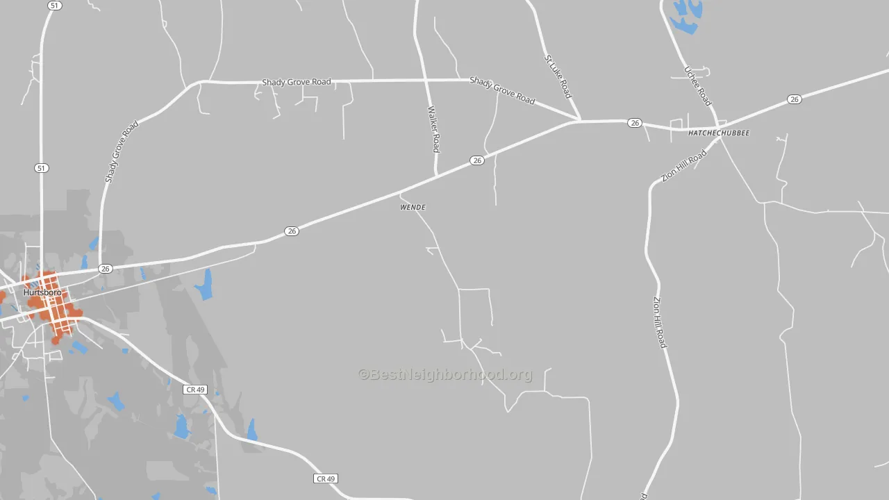 Bike Grade map of Wende, AL